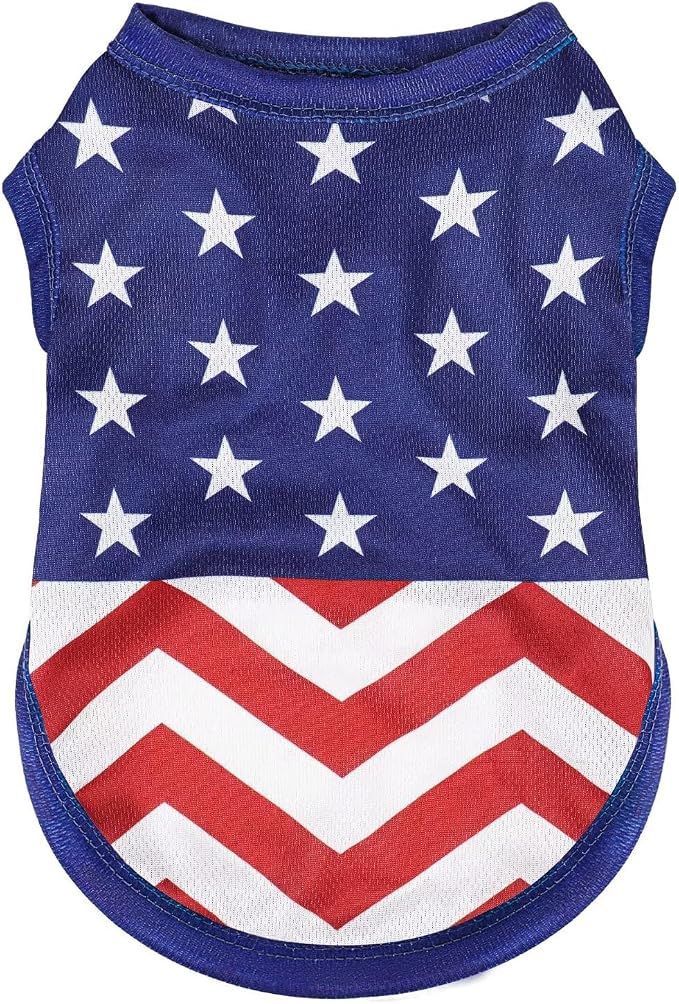 American Flag Inspired Dog Vest: Perfect Dog Shirt, Ideal Tank Top for Everyday Wear, Independence Day Celebrations Quality Materials for a Cute and Stylish Look Classic Blue Star S