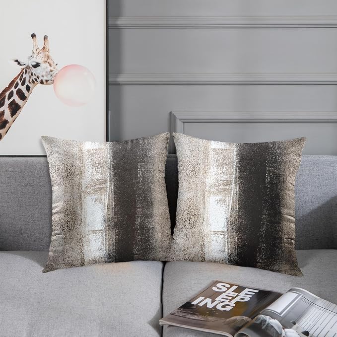 Emvency Throw Pillow Covers Set of 2, 18 x 18 Inch, Abstract Retro | Painting Beige Outdoor Decorative Square Pillow Cases Couch Cushion Case for Couch Bed Sofa Living Room Home Decor