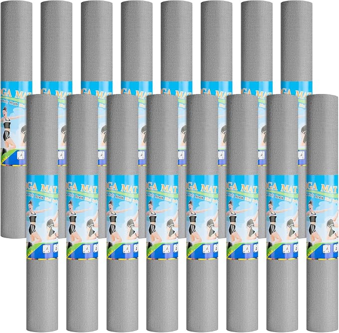 3 mm Thin Yoga Mats Bulk, Lightweight PVC Exercise Mats Non Slip Workout Fitness Pads for Yoga Pilates Stretching Classes Gym Home Studio, Easy to Clean