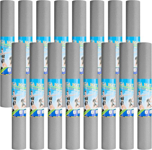 3 mm Thin Yoga Mats Bulk, Lightweight PVC Exercise Mats Non Slip Workout Fitness Pads for Yoga Pilates Stretching Classes Gym Home Studio, Easy to Clean