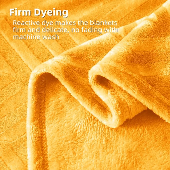 Whale Flotilla Flannel Fleece Fall Bed Blanket King Size, Lemon Yellow | Lightweight Breathable Soft Bedspread, Plush Fluffy Coverlet Chevron Design Decorative Blanket for Home Life, 90x104 Inch