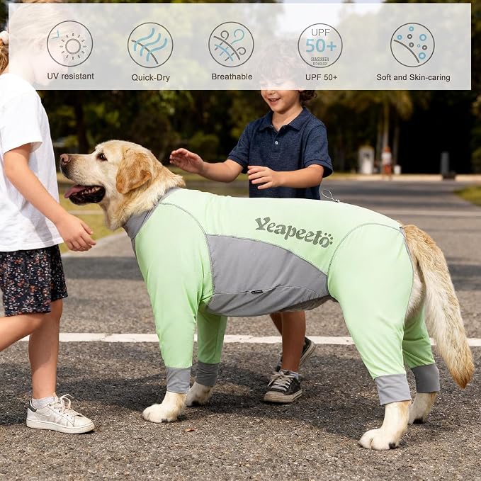 Dog Sun Protection Cooling Suit UPF 50+, Quick-Dry Breathable Jumpsuit for Large & Medium Dogs, Outdoor Dirt-Resistant Shedding Control Pet Apparel (Chartreuse, 6X-Large)