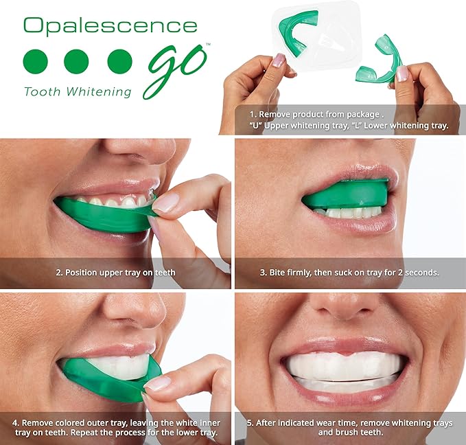 Opalescence Go 10% Whitening Bundle - (10 Treatments) Hydrogen Peroxide 10% Prefilled Whitening Trays and Whitening Toothpaste - Made by Ultradent Products. Teeth Whitening Kit -Mint- 5194-5166