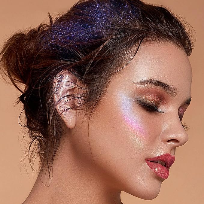 Light Purple Face Glitter Gel,Mermaid Body Glitter Gel,Singer Concerts Music Festival Rave Accessories,Self-Adhesive Sequins Glitter Body Hair Makeup,Sparkling Chunky for Women(Purple),53ML