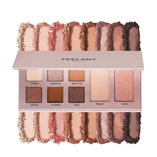 PROFESSIONAL MAKEUP Long Lasting Waterproof Eyeshadow Palette 11 Ultra-pigmented Shimmer & Matte Shades and Naked & Brown Warm Neutral makeup palette with Mirror - Blendable Multi-Purpose
