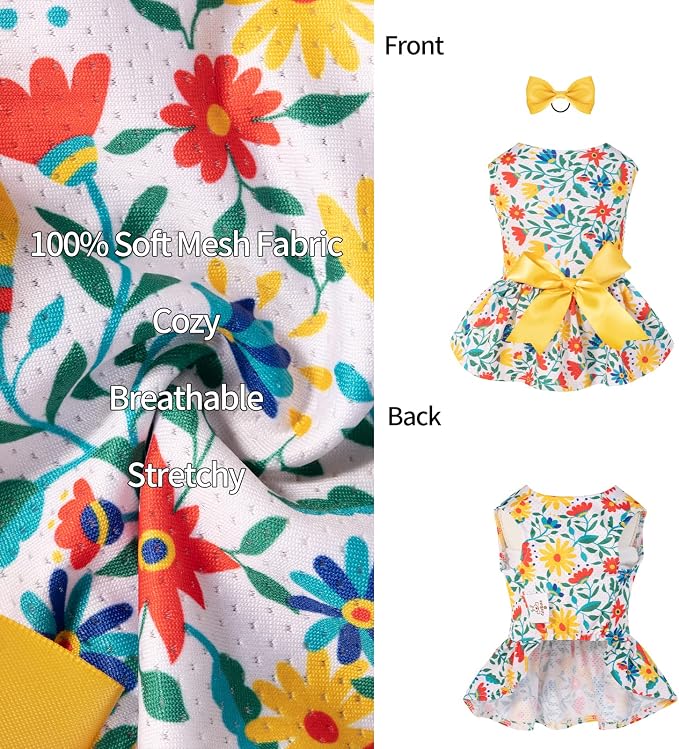 CuteBone Dog Mesh Dress Puppy Sundress Pet Outfit Summer Fashion for Small Dogs Girl Cat Clothes