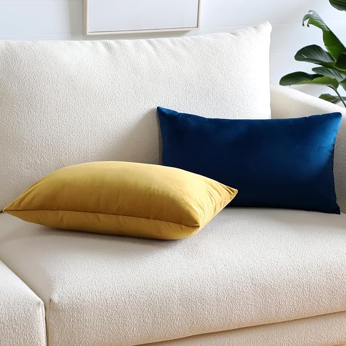Artscope Luxury Velvet Pillow Covers Super Soft Decorative Rectangle Throw Pillow Covers Case Cushion Covers for Sofa Couch Bedroom Car Decor 16x24 Inch Navy Blue