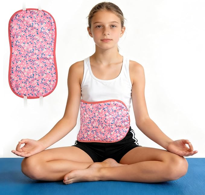 wegreeco Kids Castor Oil Pack Wrap, Reusable Kids Castor Oil Packs for Liver Stomach, Machine Washable Anti Oil Leak 1Pc with Adjustable Strap Pink Flowers (Oil Not Included)
