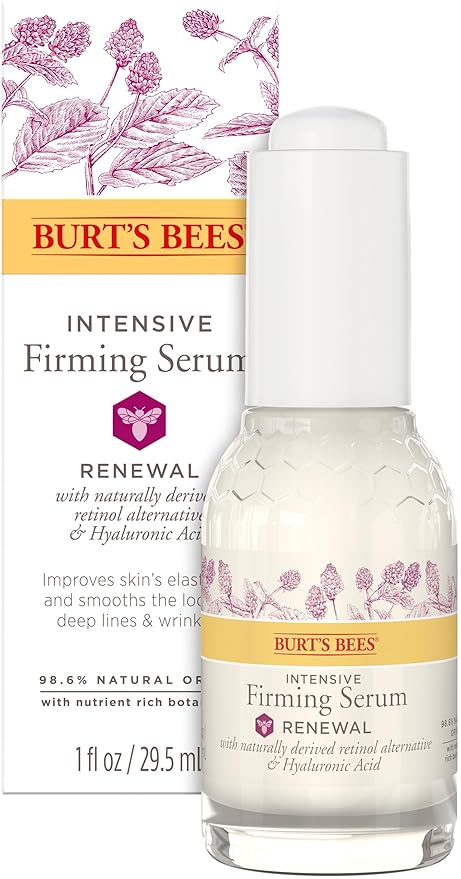 Burt's Bees Renewal Intensive Firming Serum With Natural Retinol Alternative and Hyaluronic Acid, Powerful Natural Anti-Aging Ingredients, 98.6 Percent Natural Origin Skin Care, 1 fl. oz. Bottle