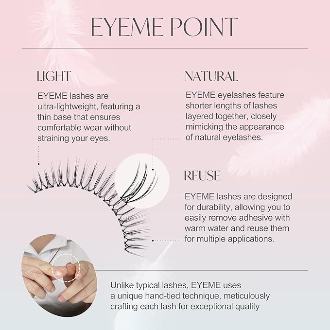 EYEME Cutting Eyelash NO.W36 – 5 Set Pack, Makeup Artist’s Pick! W-Cut Cluster Lashes with Short Front & Longer Center for a Natural, Deep Eye Look, Flexible & Lightweight, Glue Not Included, K-Beauty
