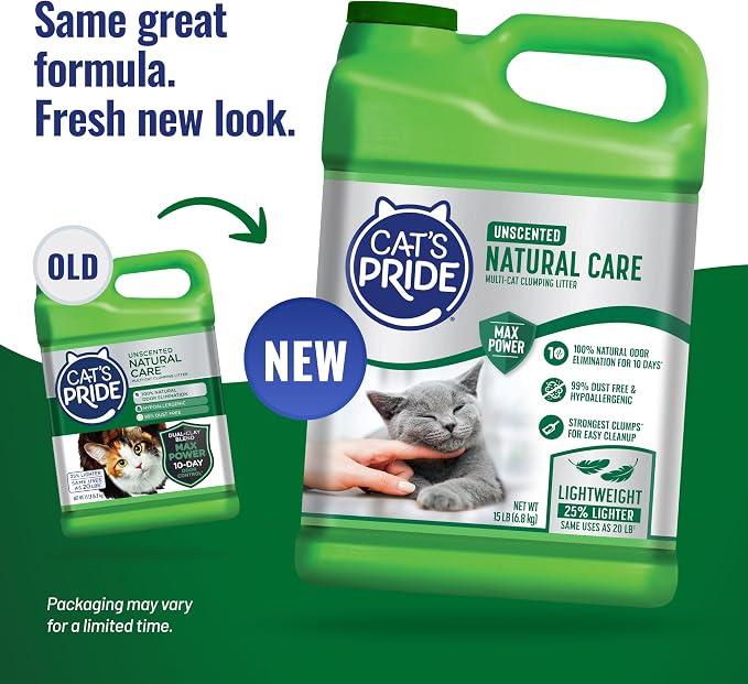 Cat's Pride Natural Care Odor-Eliminating Hypoallergenic Litter 15lb