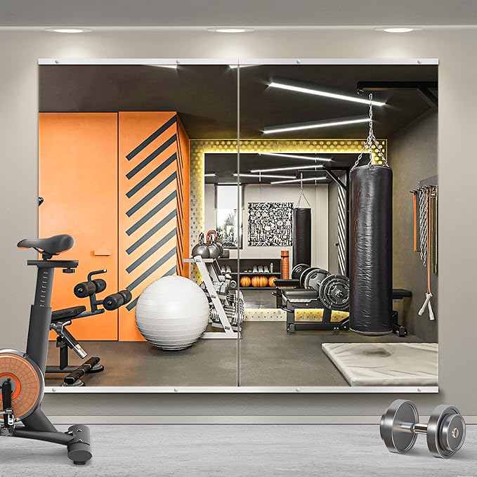 Home Gym Mirror for Wall, 48x28x2PCS Frameless Full Length Mirror, Silver | HD Shatterproof Glass, Easy Wall Mount, Large Body Mirrors for Home Gym, Workout, Bedroom, Garage