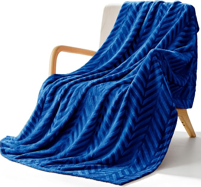 Whale Flotilla Flannel Fleece Throw Blanket for Couch Sofa Bed, Soft Velvet Lightweight Throws Plush Fluffy Chevron Design Decorative Blankets for All Season, 50x60 Inch, Royal Blue | Lightweight Breathable Soft Sofa Throws, Plush Fluffy Chevron Design...