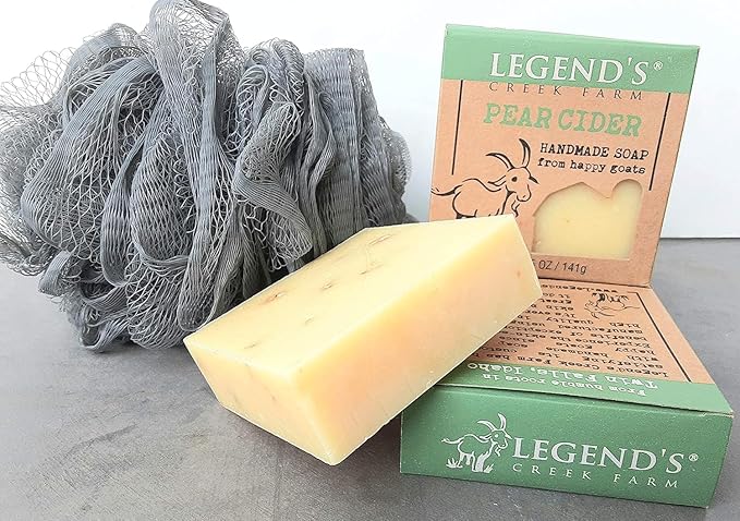 Legend's Creek Farm Goat Milk Soap - Cleansing Moisturizing Bar for Hands and Body - 5 Oz Creamy Lather, Nourishing, Gentle Natural Soap for Sensitive Skin (Pear Cider, Pack of 3)