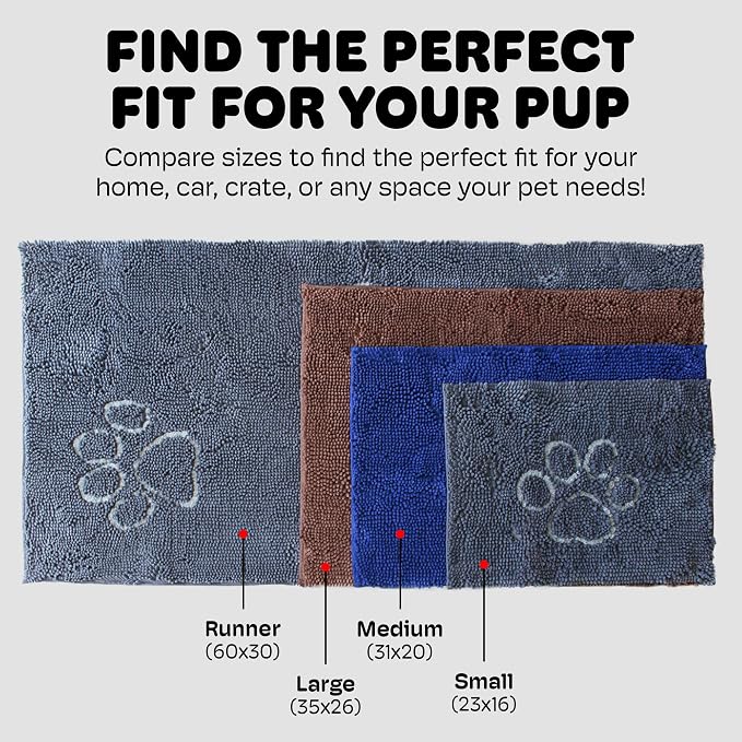 Dog Gone Smart Dirty Dog Doormat - Fast Drying Rug with Super Gripper Backing for Clean Floors - Super Absorbent and Machine Washable Mat for Muddy Paws - Black Hue | Super Gripper Backing for Clean Floors - Super Absorbent Microfiber and Machine Washa...