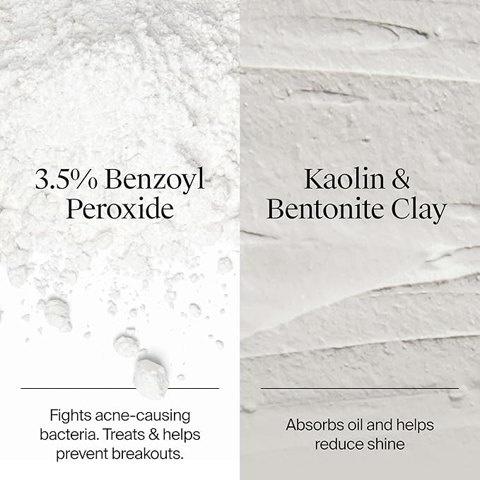 Neutrogena Evenly Clear Acne Cleansing Face Mask with 3.5% Benzoyl Peroxide Treats Breakouts & Bentonite Clay, Purifying Clay Mask Absorbs Oil to Visibly Improve the look of Skin, 4.2 fl. oz