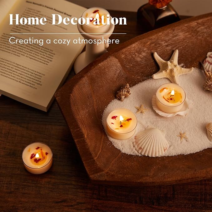 Ashlux 4-Hour Acrylic Rose Soy Wax Scented Tea Lights, 16 Pack Bulk | 4-Hour Long Burning, Non-Paraffin, Smokeless, Tealight Candles for Weddings, Table Centerpieces, Home Decor & Christmas