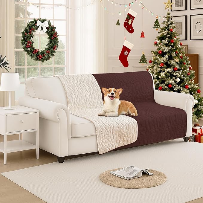 Waterproof Dog Bed Cover, Non-Slip Dog Blanket for Couch, Couch Covers for Dogs Washable, Pet Blanket for Furniture, Pet Bed Mat for Sofa, Car, Pet Supplies (52x82 Inch, Coffee)