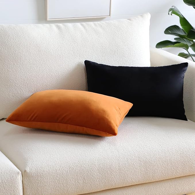 Artscope Luxury Velvet Pillow Covers Super Soft Decorative Rectangle Throw Pillow Covers Case Cushion Covers for Sofa Couch Bedroom Car Decor 16x24 Inch Orange
