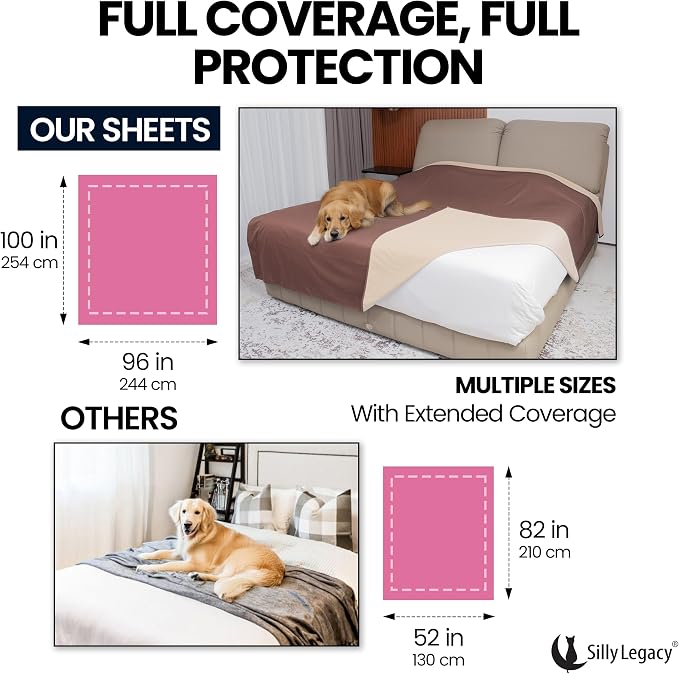 Thin Reversible Waterproof Protective Cover or Liner for Bed or Couch (Twin Size, 90 x 55 inch), for Dogs and Cats, Babies; Incontinence, Dirt, Drool