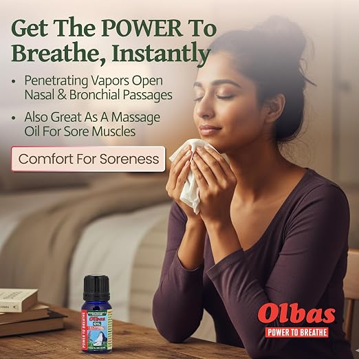 Olbas Aromatherapy Inhalant and Massage Oil Pack Of 4 (0.32 Fl Oz), body massage oil, Swiss Herbal Remedies with Pure Essential massage oils for muscle relaxing and soothing comfort for pain relief