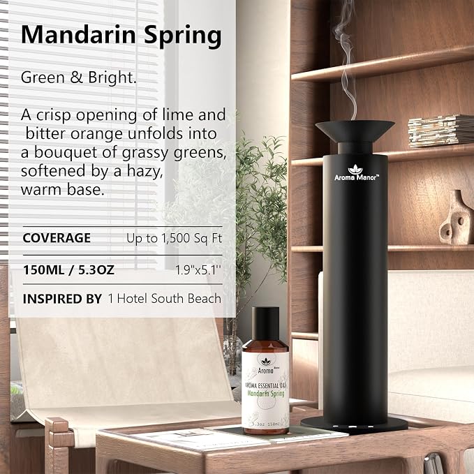 Hotel Diffuser Oil - Mandarin Spring Essential Oils for Scent Diffuser - Tangerine, Lime, Gardenia, Green Grass -Home Luxury Scents Aroma Fragrance for Home, Office