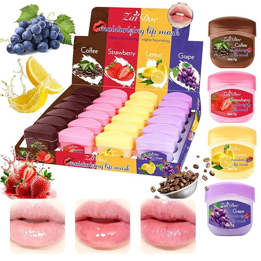 Lip Moisturizing 24 Set, Nourishing & Lip Balm Fruit Flavor Sets with Olive Oil, Peach & Jojoba Oil, Lip Care for Dry Peeling, Dull, Lip Lines, Moisturizing and Repairing Lipstick