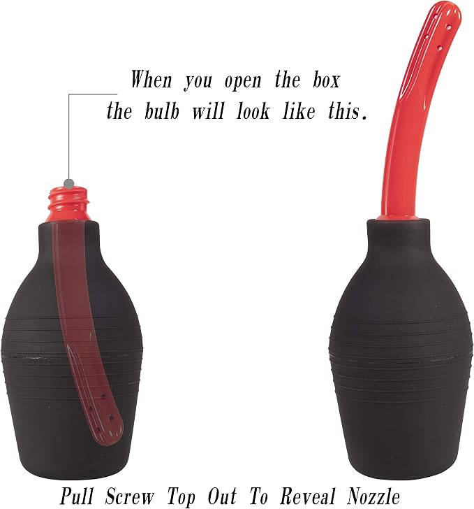 Abyclean Anal Douche Enema Bulb Vaginal Douche Enema Cleaner for Women’s or Man’s Health with 2 Nozzles (310ml Black)