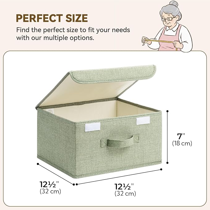 GRANNY SAYS Memory Keepsake Storage Box, Fabric Storage Bins with Lids | Flip-Top Lid, Collapsible, Stackable, 3 Handles, Ideal for Closet Clothes Blanket Toys, Medium, Mixed Colors, 4-Pack