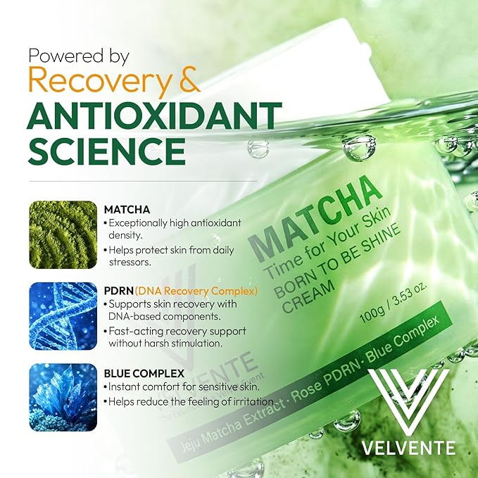 Matcha Facial Moisturizer with Rose PDRN, Korean Peptides Hydrating Firming Cream for Anti Aging, Dark Spot & Uneven Skin Tone, Soothing Radiance for Soft, Glowy Skin, All Skin Types, 3.53 oz