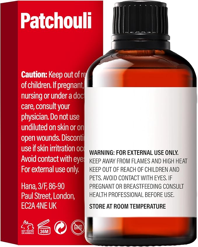 H'ana Patchouli Oil - 1.02 Fl Oz Patchouli Essential Oil for Hair, Skin, Diffuser, Aromatherapy & DIY