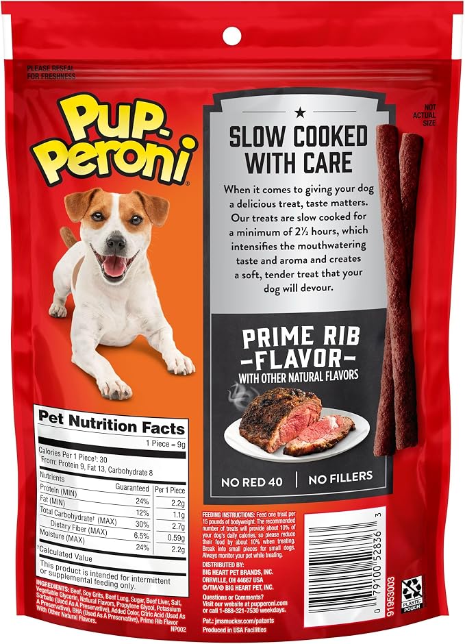 Pup-Peroni Prime Rib Flavor Dog Treats, 5.6 Oz. Bag, (Pack of 8)