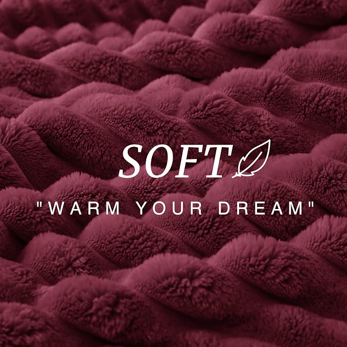 EXQ Home Gentle Soft Fleece Throw Blanket – Cozy Lightweight Blanket for Couch Bed – All-Season Warm Fuzzy Flannel Blanket for Women Mom Her – Gifts for Birthday(50"x60",Burgundy)