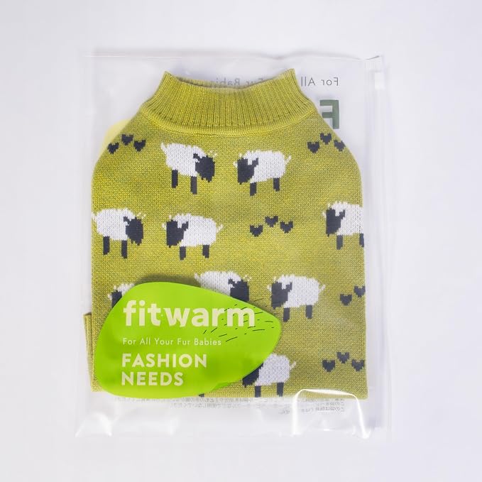 Fitwarm Funny Sheep Dog Sweater, Thermal Winter Clothes for Small Dogs - Boy & Girl - Holiday Clothes - Pullover Jumper - Pet Outfit - Black, Green, White - Medium
