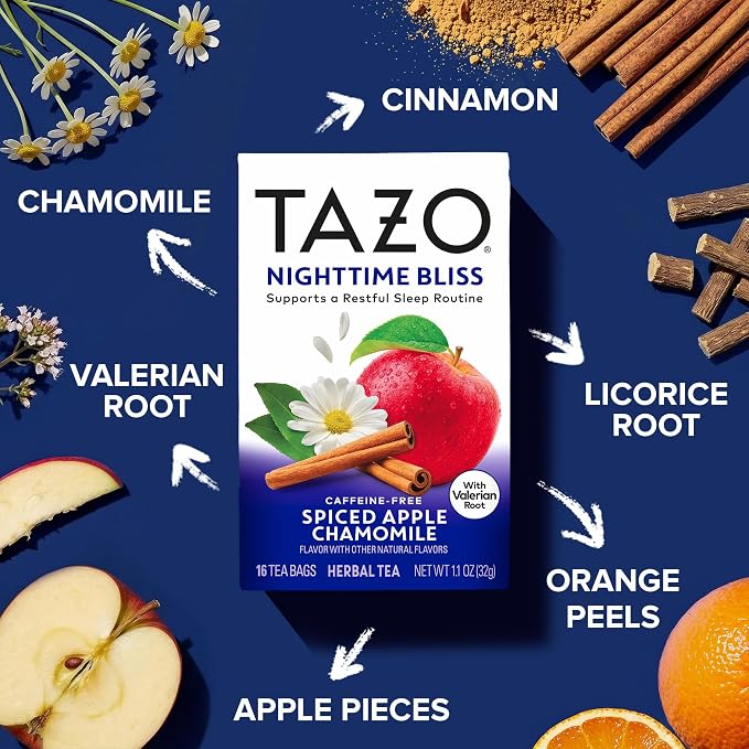 TAZO Nighttime Bliss Spiced Apple Chamomile Herbal Tea Bags - 16ct (6-Pack)