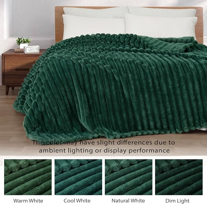 Exclusivo Mezcla Striped Twin Size Fleece Blanket for Bed, Couch, 60"x80" | Soft Breathable Cozy Bed Blankets, Lightweight Plush Fluffy Fuzzy Jacquard Decorative Blankets