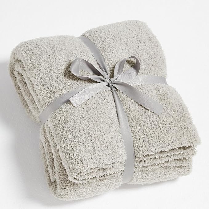 Super Soft Knit Throw Blanket Twin Size Light Grey-Lightweight Plush Fuzzy Fluffy Warm Cozy Blankets and Throws for Sofa Bed All Season Use, 60x80 inches
