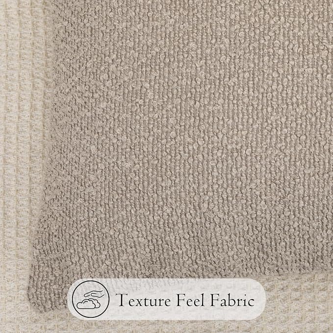 JoraLion 14x36 inch Boucle Lumbar Pillow Cover, Oatmeal Woven Texture Neutral Long Pillow Cover Breathable Cushion Case for Couch Sofa Bed Living Room Home Decor (Cover Only)