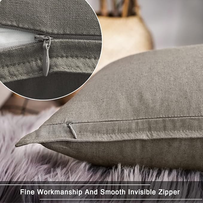 Jeanerlor Decorative Cotton Linen Couch 26"x26" Throw Pillow Case for Sofa Durable Classy, Comfortable Cushion Cover (65 x 65cm), Gray