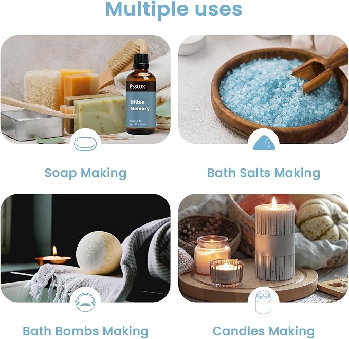Hotel Diffuser Oil, ESSLUX Luxury Hotel Fragrance Oil 100ml 3.3oz, Inspired by the Hilton Hotel Scents,Essential Oils for Home for Diffuser, Massage, Soap, Candle Making Scents, Perfume
