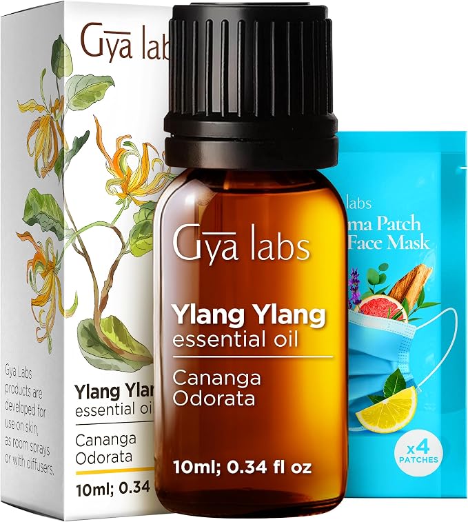 Gya Labs Ylang Ylang Essential Oil for Skin – 0.34 Fl Oz – Premium Grade Essential Oils for Diffuser, Aromatherapy, Hair Care, Skin Care, Body, Massage & DIY Candle Making Scents
