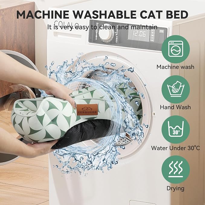Zerbuger 20in Green Pattern Rectangle Cat Dog Bed Machine Washable Sofa | Sleeping for Large Medium Small Pets Indoor Outdoor, Non-Slip Bottom Soft Puppy Bed Durable Orthopedic Calming Pet Cuddler