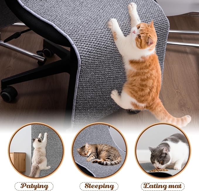 80"x15.7" Cat Wall Scratching Mat, Extra Large Cat Climbing Carpet with 20 Fixed Nails Wall Scratcher Furniture Protector for Couch, Sofa, Home (Grey)