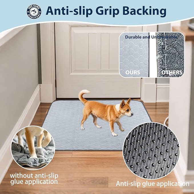 Washable Pee Pads for Dogs, Reusable Puppy Pads 48x48, 3 Pack, White Grey | Reusable, Fast Absorbent, Waterproof, Non-Slip, For Whelping, Training, Incontinence & Potty, For Dog Playpen, Crate, Car