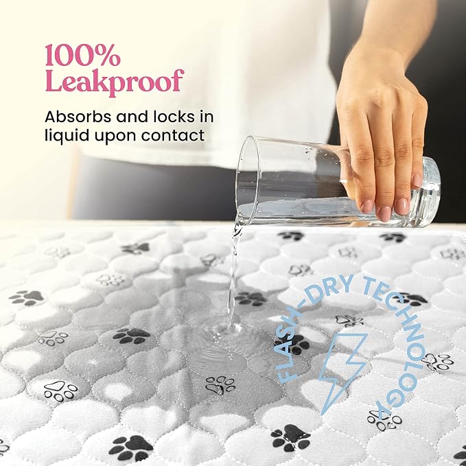 Super Absorbent Washable Pee Pads for Dogs - 2-Pack Superior Reusable Puppy Pads Pet Training Pads –100% Waterproof Dog Pee Pad Protects Against Urine Leakage Non-Slip Grip Prevents Slipping& Bunching