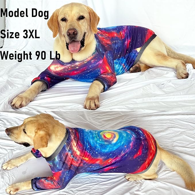 Dog T Shirts with Fantasy Galaxy Pattern Printed Pet Shirt Softable Pajamas for Large Dogs,Galaxy 2XL