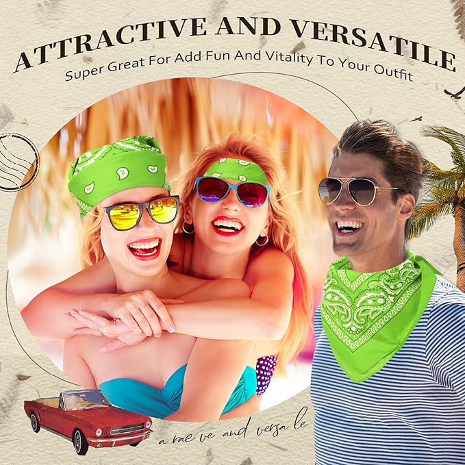 Suhine 12 Pcs Bandanas Bulk 22 x 22 Inch Paisley Headband Cowboy Handkerchief Christmas Thanksgiving Gift for Women Men