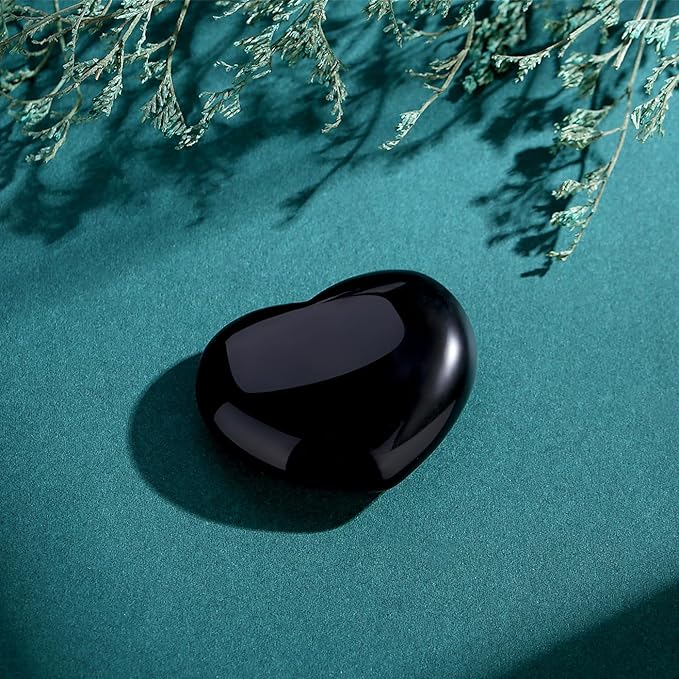 MAIBAOTA 45 mm Black Obsidian Stone Large Heart Stone Healing Crystals Gifts for Women Natural Reiki Gemstone Polished Heart Shaped Rocks Meditation
