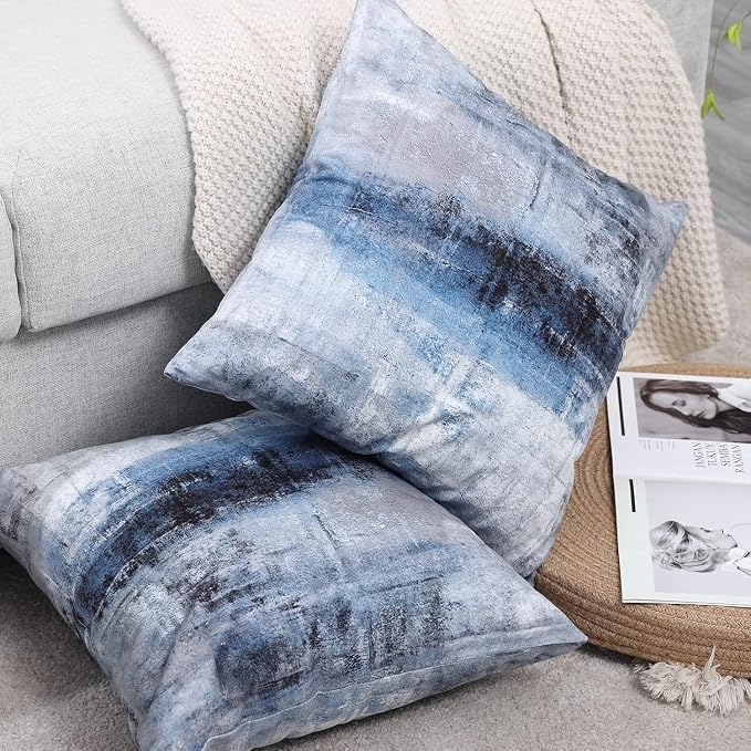 Throw Pillow Covers for Couch, 20x20 Inch, 2 Pack, Blue Grey | Decorative Throw Pillow Covers Cushion Covers for Couch Bedroom Sofa Living Room