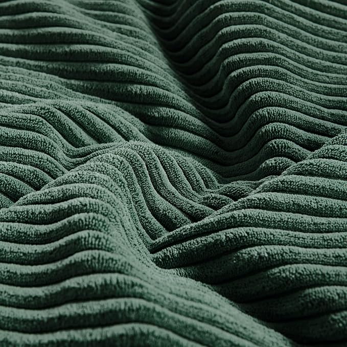 Fancy Homi Set of 2 Dark Green Decorative Throw Pillow Covers 28x28 Inch for Bedroom Couch Bed, Boho Farmhouse Forest Green Home Decor, Soft Corss Corduroy Patchwork Textured Cushion Case 71x71 cm